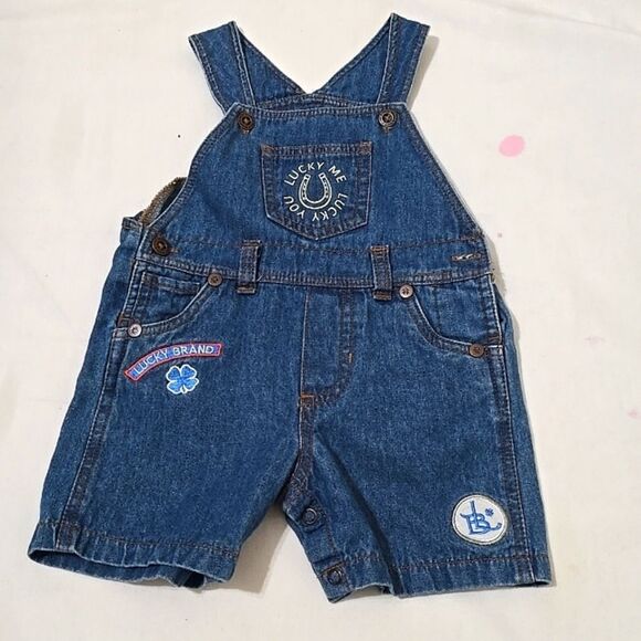 Lucky Brand Jeans Denim Overalls 6-9 Mo - Picture 1 of 7